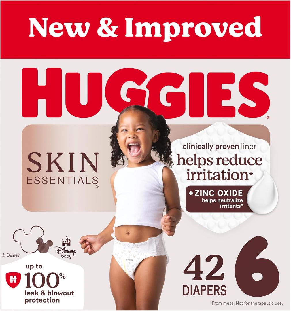 Huggies Size 6 Diapers, Skin Essentials Baby Diapers, Size 6 (35+ lbs), 42 Count