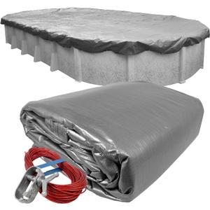 Pool Mate 16 x 32 ft Extra Strength Platinum Oval Above Ground Pool Cover | Silver Pool Cover, 4 ft Overlap (20 x 36ft Cover Size), Solid 12 x 12 Scrim, 3.7 oz/yd2, Style: 331632-4-PM