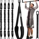 Pull Up Assistance Bands - 4 Heavy Duty Pull Up Bands with Adjustable Strap and Foot Rest - Stackable Pull Up Assist Band Set for Pull Up Bar - Resistance Bands for Pull Ups Chin Ups Strength Training (Black)