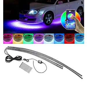 Dream Color Underglow Lights, Exterior LED Light Kits 4pcs (2 x 59inch+2 x 35inch) With App Control, Sync to Music for Cars, SUVs, Trucks - DC12V
