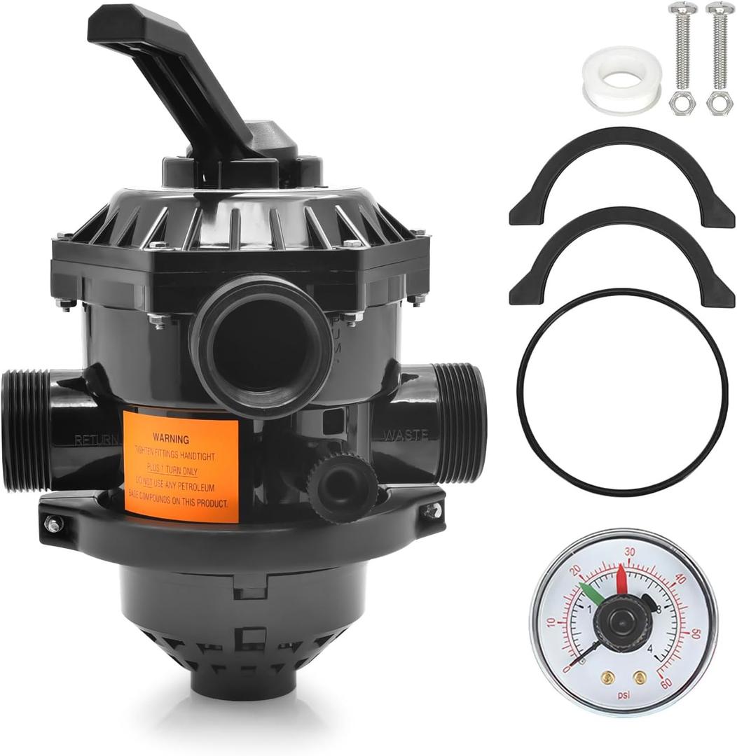 1-1/2-Inch 6-Way Clamp Style Valve 262506 Top Mount Multiport Backwash Valve, Compatible with PentairTagelusSand DollarMeteor Pool and Spa Sand Filters