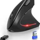 TECKNET Ergonomic Mouse with Jiggler, Bluetooth Wireless Vertical Mouse, 4800DPI Rechargeable Carpal Tunnel Mouse, Undetectable Random Movement Keeps Computers Awake for PC, Laptop (Dark Grey)