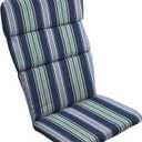 Arden Outdoor Adirondack or Rocking Chair Cushion, 20 x 17, Rain-Proof, Fade Resistant 17 x 20, Sapphire Aurora Blue Stripe