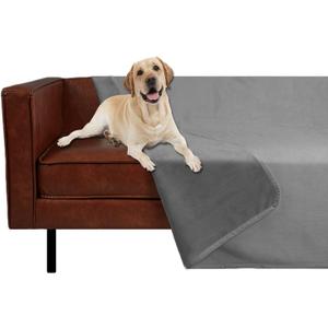 Ameritex Pet Bed Blanket Reversible 100% Waterproof Velvet Super Soft for Sofa and Bed (40x60 Inches, Light Grey+Grey)