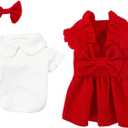 Red Corduroy Dog Dress Sweater for Small Dogs Girl Set Dog Winter Dress Puppy Clothes Christmas, X-Small