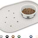 KPWACD Dog Food Mat Anti-Slip Bowl Mats for Food and Water, High-Lips Waterproof Pet Placemat Prevent Messy Spills to Floor, Silicone Puppy Feeding Trays for Large Medium Small Dogs Cats (Many Paw - 18"x12", Cream)