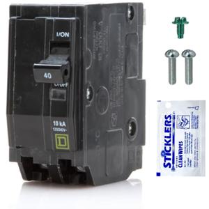 Genuine Square D QO240 Circuit Breaker Kit, 40 Amp (40A) Double Pole (2 Pole), 120/240V AC, 10kAIC, Plug-in Mount for QO Load Centers & Panels, Visi-Trip Indicator, New Replacement