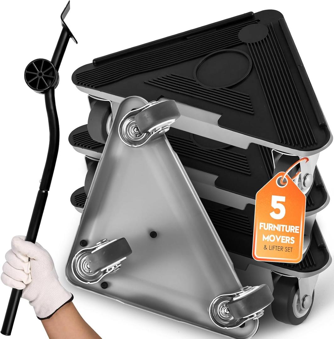 Furniture Movers with Wheels & Lifter Kit, Furniture Dolly Heavy Duty, Moving Appliance Gliders for Sofa Fridge Washing Machine (Heavy Duty)