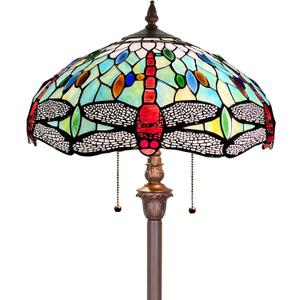 Tiffany Lamp Fine Sky Dragonfly Stained Glass Floor Lamp 2-Light