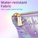 Hiroyuki Iridescent Makeup Bag, 14 inches Cosmetic Bag, Large Capacity Travel Pouch (Skin, purple)