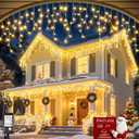 1216 LED Christmas Lights Outdoor Waterproof, 99 ft Icicle Lights for Outside, Plug in 8 Modes Timer Twinkle Lights for House Patio Xmas Porch Tree Yard Exterior Decorations, Warm White