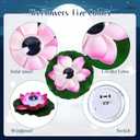 VIHOSE 6 Pcs Solar Floating Pond Lights Waterproof Solar Lotus Floating LED with 10 Pcs Lily Pads Swimming Pool Pond Flower Night Lights for Patio Garden Pool Outdoor Party Decorations