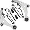 10pcs Front End Suspension Kit For 2007-2013 Nissan Altima, Lower Control Arms w/Ball Joints Inner & Outer, Tie Rods Boots Sway Bars Replacement K620195,K620196,K750094,K750095,ES800357