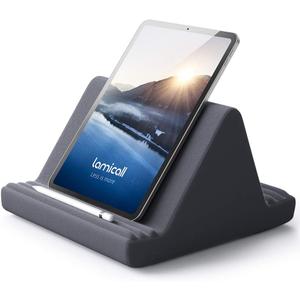 Lamicall Tablet Pillow Stand, Pillow Soft Pad for Lap - Tablet Holder Dock for Bed with 6 Viewing Angles, for 4-13" Tablets, Like iPad Pro 11, 13, Air, Mini, Kindle, Galaxy Tab, E-Reader, Dark Gray (Grey)