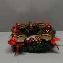 Red Ribbon Advent Wreath Ring Candle Holder for Pillar Candles - Large Size - Christmas Advent Wreaths Candleholder Stand - Advent Candle Decor - Advent Gifts