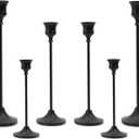 Matte Black Taper Candle Holder Set of 6, Tall Candlestick Holders, Metal Vintage Candle Stickers Long Holder Set, Pillar Decorative Candle Holder Fits 3/4 Inch Candle for Wedding, Dinner, Party