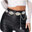 Bling Rhinestone Concho Belt Heavy Metal Western Crystal Chain Belt Cowgirl Sparkly Waist Chain for Women Dress (Full-wrap Low Waist 3234", Silver-colored Crystals)