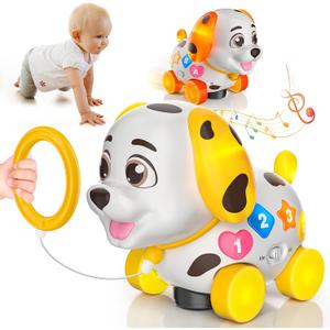 Baby Toys 6-12 Month, 1st First Birthday Gift for 1 Year Old Boys Girls, Musical Crawling & Walking Puppy Toy 6 7 8 9 10 12-18 Month Old Bilingual Learning Developmental Toy (Yellow/White/Brown)