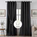 100% Blackout Curtains for Bedroom, Double Layer Black Curtains, Black Out Curtain 84 inch Long with Sheer Overlay for Living Room, Room Darkening Window Drapes with Grommet, 52" W x 84" L
