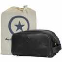 10" Premium Leather Toiletry Travel Pouch With Waterproof Lining Black Color | King-Size Handcrafted Vintage Shaving Kit By Aaron Leather Goods (Florida Black)