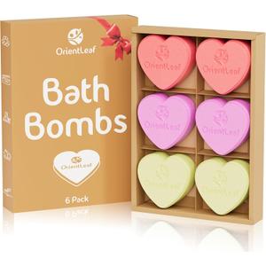 Bath Bombs for Women, Stocking Stuffers, Bath Bombs Plant Scented Lavender, Rose, Eucalyptus, 6 x 2 oz