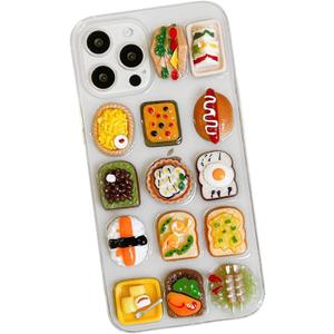 Phone Cases for iPhone 14 Case Clear, 3D Kawaii Camera Lens Protector Cover Phone Cases Silicone Compatible with iPhone 14 (Food Clear)