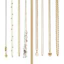 Mkono Necklace Holder Organizer, T-Bar Gold Jewelry Display Stand Wood Base