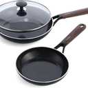 GreenPan SmartShape Healthy Ceramic Nonstick 3-Piece Frypan Set, PFAS-Free, Dishwasher Safe, Dark Wood