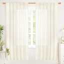 YoungsTex Ivory Linen Curtains 72 Inch Length for Living Room, Light Filtering Drapes Semi Sheer with Rod Pocket Back Tab Rustic for Country Bedroom, 2 Panels, 52 x 72 Inch