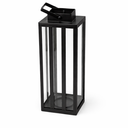 Stainless Steel Lantern 5.5 x 14 Inch Tall Metal Hanging Lanterns with Clear Glass Panels, Indoor & Outdoor Home Decor for Parties & Events - Black Finish