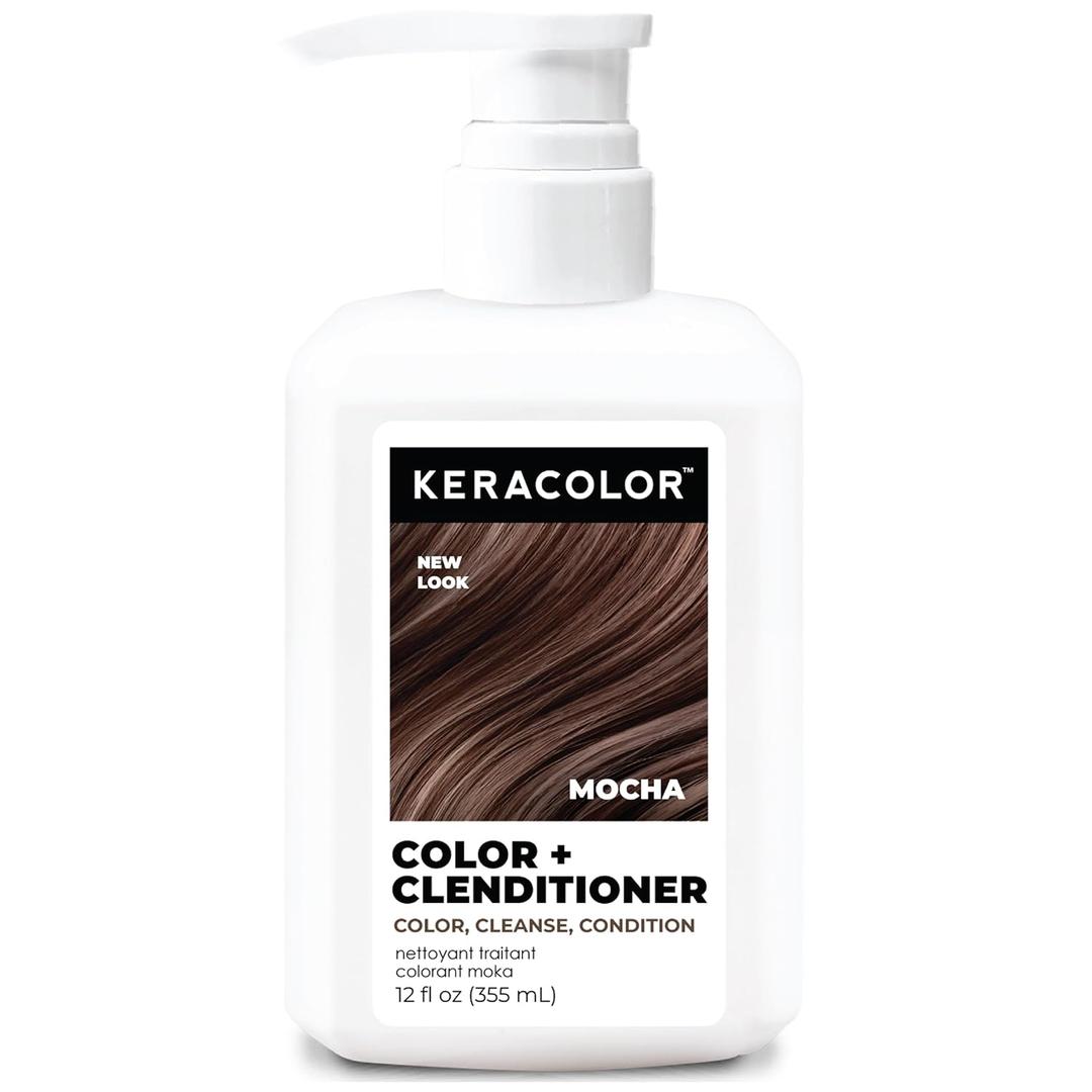 Keracolor Color + Clenditioner 3-in-1 Color-Depositing Conditioner, Gently Cleanses & Conditions, Semi-Permanent Hair Color, 23 Shades, 12 Fl Oz (Mocha)