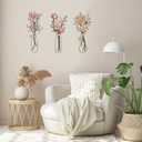 MIRATE Metal Flower Wall Art - 3Pcs Minimalist Metal Flowers Wall Decor, Rural Home Decor for Living Area, Bathroom, Master Bedroom, and Dining Room - Minimalist Home Wall Decor Gift(Beige Pink)