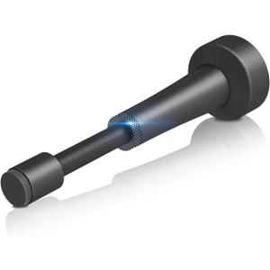 Adjustable Door Stopper, 3.07-4.45in Aluminum Door Stoppers for Bottom of Door, Matte Black Door Stop for Wall with Silicone Tip, Screw & Adhesive Installation