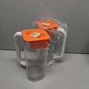 CURTA 2 Pack 2 Liters/68 oz Plastic Square Pitcher with Lid & Handle for Kitchen,ICED JUICE and Coffee Carafe Beverage Serveware, Acrylic Water Jug for Hot/Cold Drinks&lemonade (Orange & Orange)