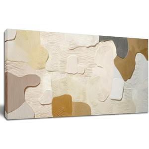 Tarfupth Large Abstract Neutral Wall Art for Living Room 20"x40" Beige and Brown Canvas Prints Minimalist Artwork for Bedroom Kitchen Home Office Decor Ready to Hang, 20L" x 40W"