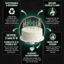 20 PCS (2 Sets) Reusable Number Candle Holder Set for Birthday Cakes - Metal Number Candle Holders Stand - Silver Cake Topper Decorations