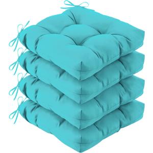 IASEAHK Outdoor Chair Cushions Set of 4, 19" x 19" x 5", Waterproof Outdoor Seat Cushions for Patio Furniture, Fade-Resistant Patio Chair Cushion, Dining Wicker Chair Pads for Porch Garden, Teal
