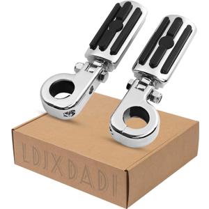 1.25" Highway Footpegs, Adjustable Footrest Mounting P-Clamps Compatible with Harley Sportster Touring Softail Dyna Honda Kawasaki Suzuki Yamaha with 1-1/4" Engine GuardChrome