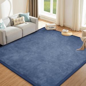 Baby Play Mat 1.2" Thick Memory Foam Nursery Rug Area Rug, 92 X 67 Yoga Mat Playmat Crawling Mat for Baby,Toddlers,Infants,Kids,Floor Mat Tatami Mat for Living Room with Non-Slip(Blue)