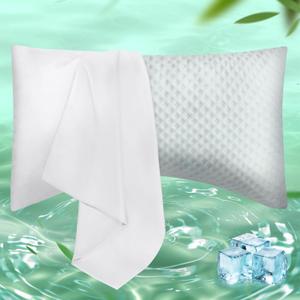 Curved Pillow Case King Size, Side Sleeper Pillow Cases Cover Cooling Rayon Derived from Bamboo with Zipper for hot Sleepers Hair and Skin, Breathable Silky Soft Pillowcase 1 Pack 20 * 36 Inches (White)