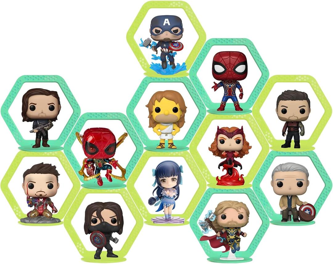 12 Sets Display Shelves for Funko Pop Display or Other Pop Figures, Wall Mounted Glow at Night (12 Sets ( 6 Yellow + 6 Blue ))