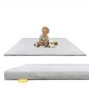 48" 48" Padded Baby Play Mat for Floor, 1.2" Thick Memory Foam Mat with Machine Washable Cover, Soft Tummy Time Crawling Playmat with Non-Slip Bottom, Fits 50" x50" Playpens