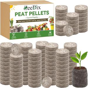 ZeeDix 200 Pcs (30mm) Peat Pellet Fiber Soil Plant Seed Starters Seed Starter Pellets Pods Compressed Peat Pellets for Grow Herbs, Plant, Flowers, Vegetables, Seed Pods for Planting Easy Transplant