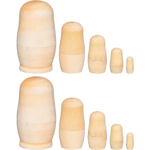 Chalyna 2 Sets Unpainted Nesting Dolls Blank Russian Nesting Dolls Personalize Create Your Own Easter Russian Doll Wooden Matryoshka DIY Kit for Kids
