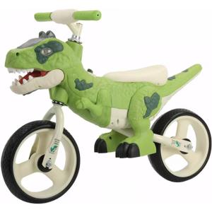 Dinosaur-Themed Toddler Balance Bike Toys for 2-7 Year Old Girls & Boys - Music & Lighting Effects, No-Pedal Training Bike, Best Gifts for Kids with Carbon Steel Frame & Adjustable Handlebar (Green)