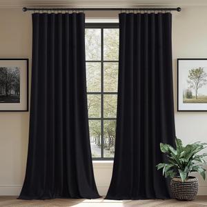 StangH Black Velvet Curtains for Sliding Door Living Room Rod Pocket Blackout Thermal Insualted Window Drapes for Theater/Studio Room/Bedroom, W62 x L84, 2 Panels (62"W x 84"L (Pack of 2))