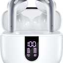 TAGRY Bluetooth Headphones True Wireless Earbuds 60H Playback LED Power Display Earphones with Wireless Charging Case IPX5 Waterproof in-Ear Ear buds with Mic for TV Smart Phone Laptop Computer Sports (White)