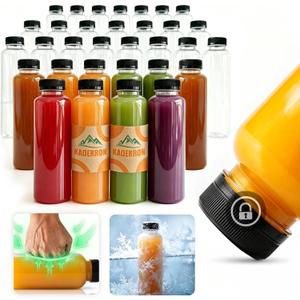 Kaderron 48pcs 8oz Plastic Juice Bottles with Caps, Empty PET Disposable Plastic Bottles, Clear Bulk Drink Containers with Black Tamper Evident Lids for Juicing, Drinking and Other Beverages