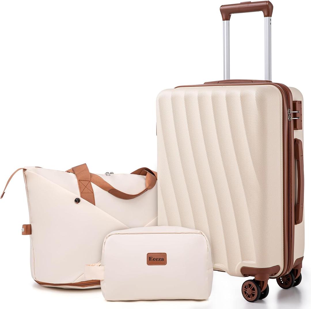 Carry on Luggage Sets 22x14x9 Airline Approved (White, 20"/DB/TB), 3 Piece Sets