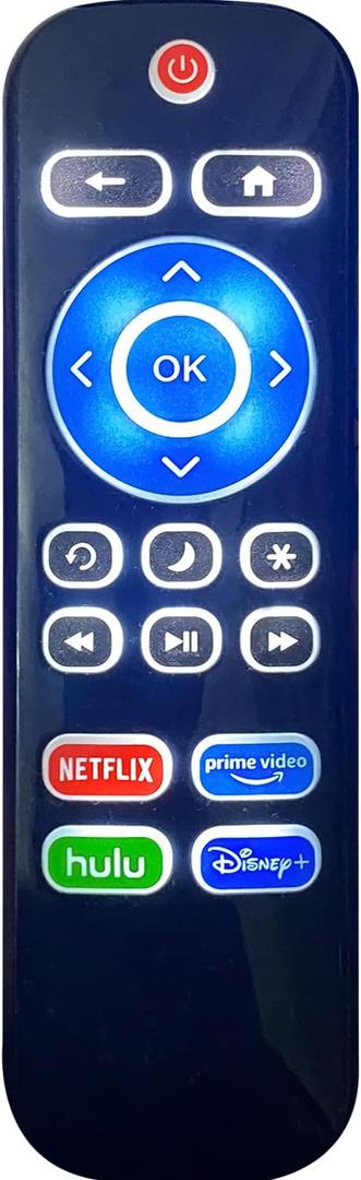 Replacement Backlit TV Remote Control for Roku TV, for TCL/Hisense/Sharp/Philips/Onn/Element/Insignia/Westinghouse Roku TV (NOT for Roku Stick or Box), Black